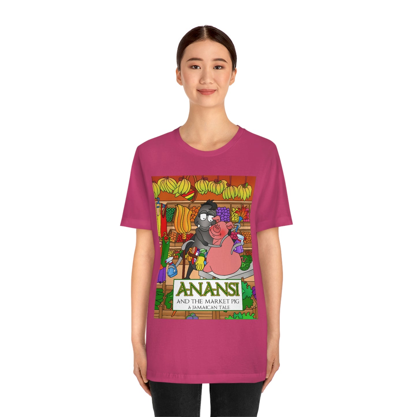 Anansi and the Market Pig Unisex Jersey Short Sleeve Tee