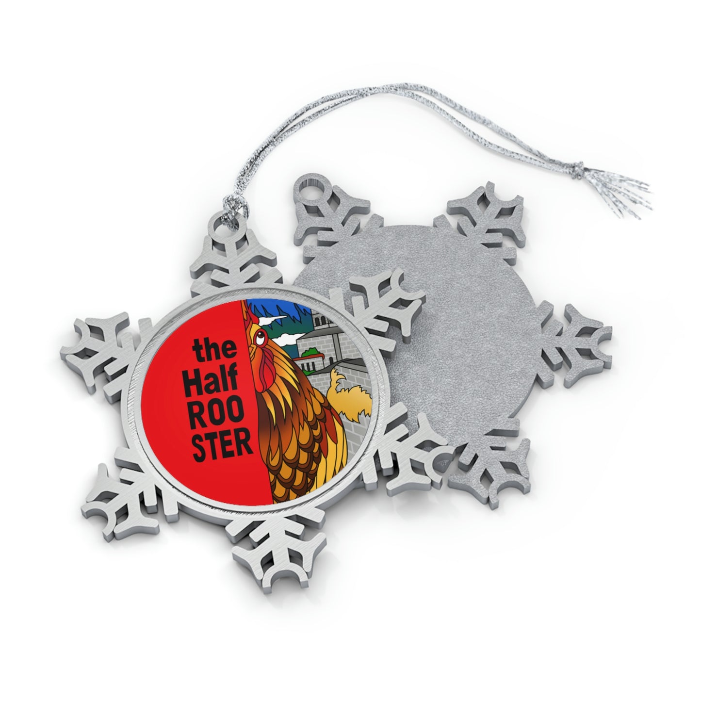 The Half Rooster Pewter Snowflake Ornament