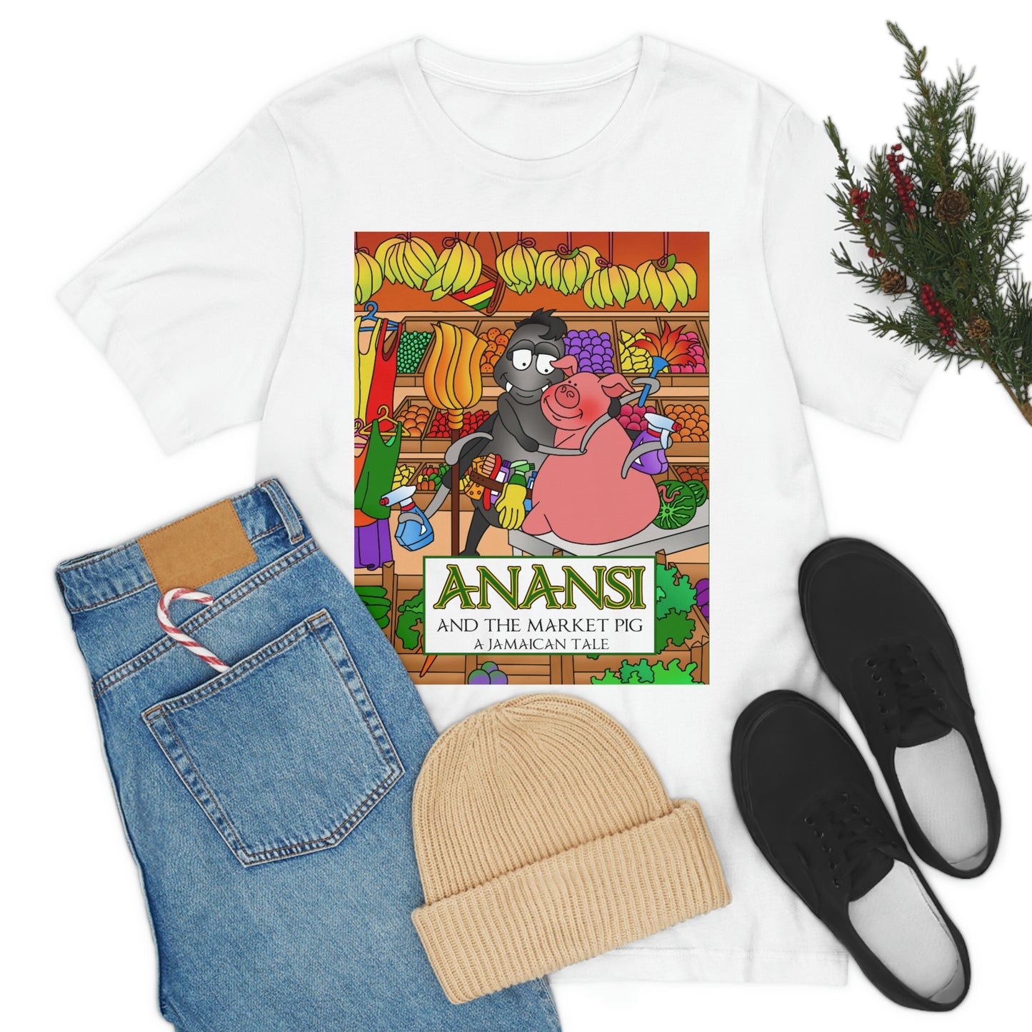 Anansi and the Market Pig Unisex Jersey Short Sleeve Tee
