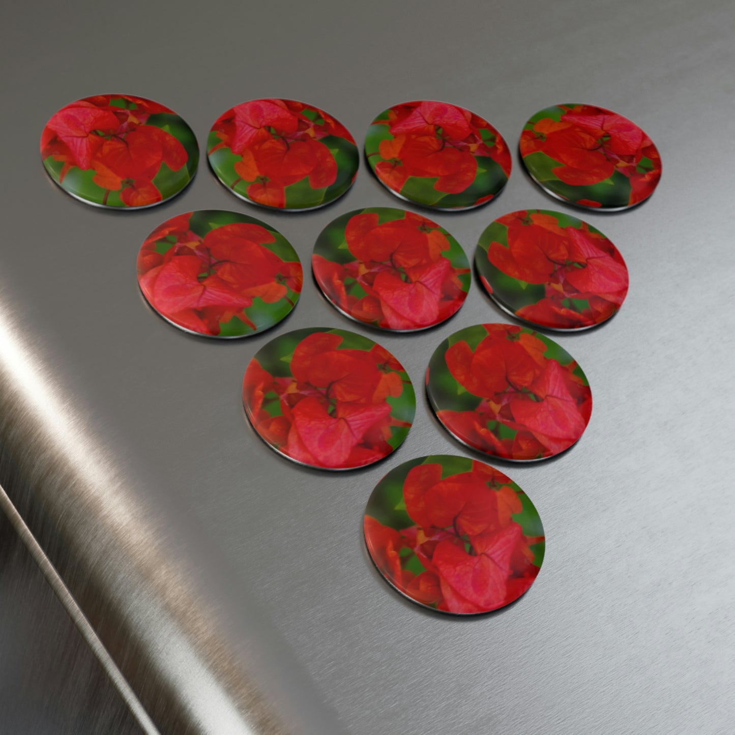 Flowers 28 Button Magnet, Round (1 & 10 pcs)