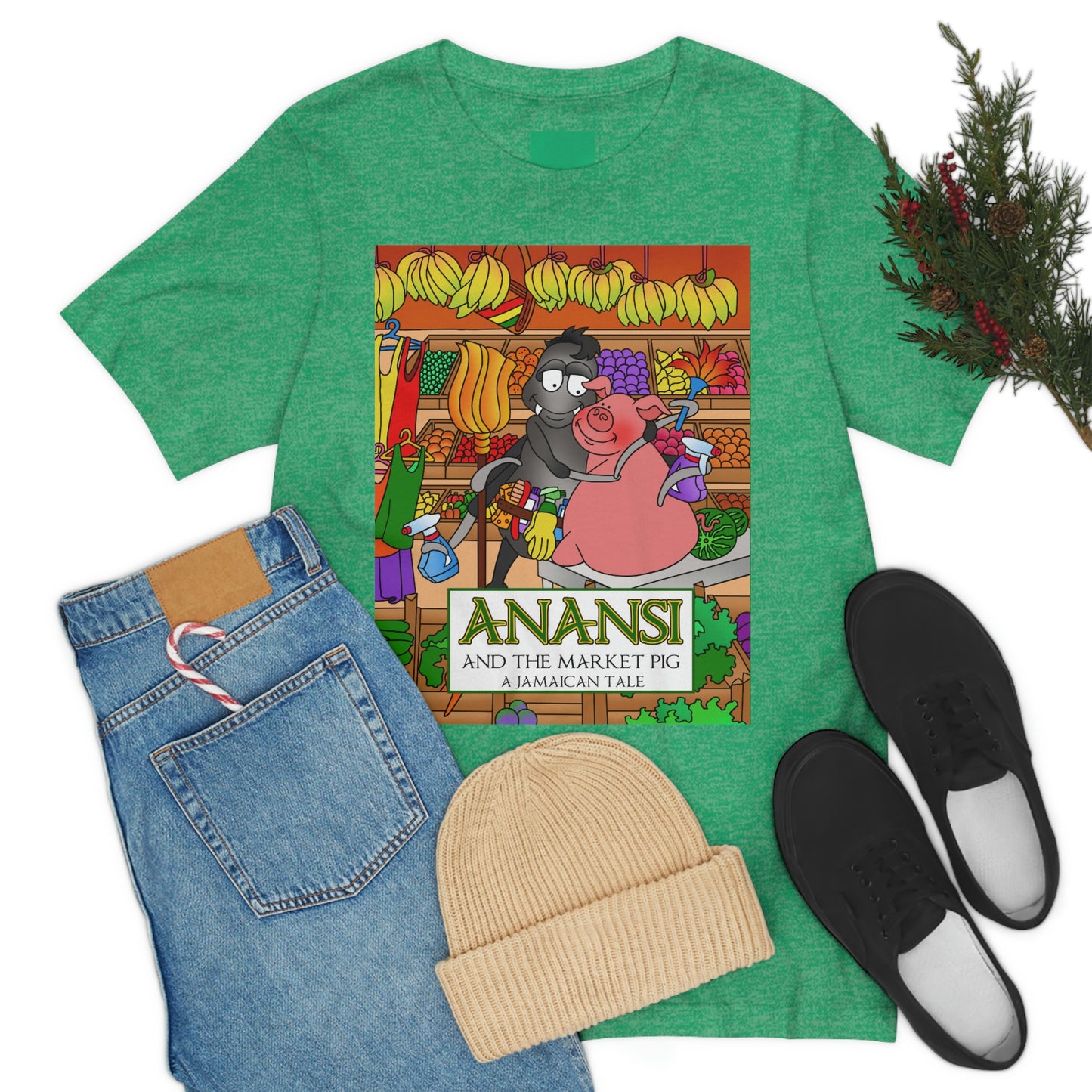 Anansi and the Market Pig Unisex Jersey Short Sleeve Tee