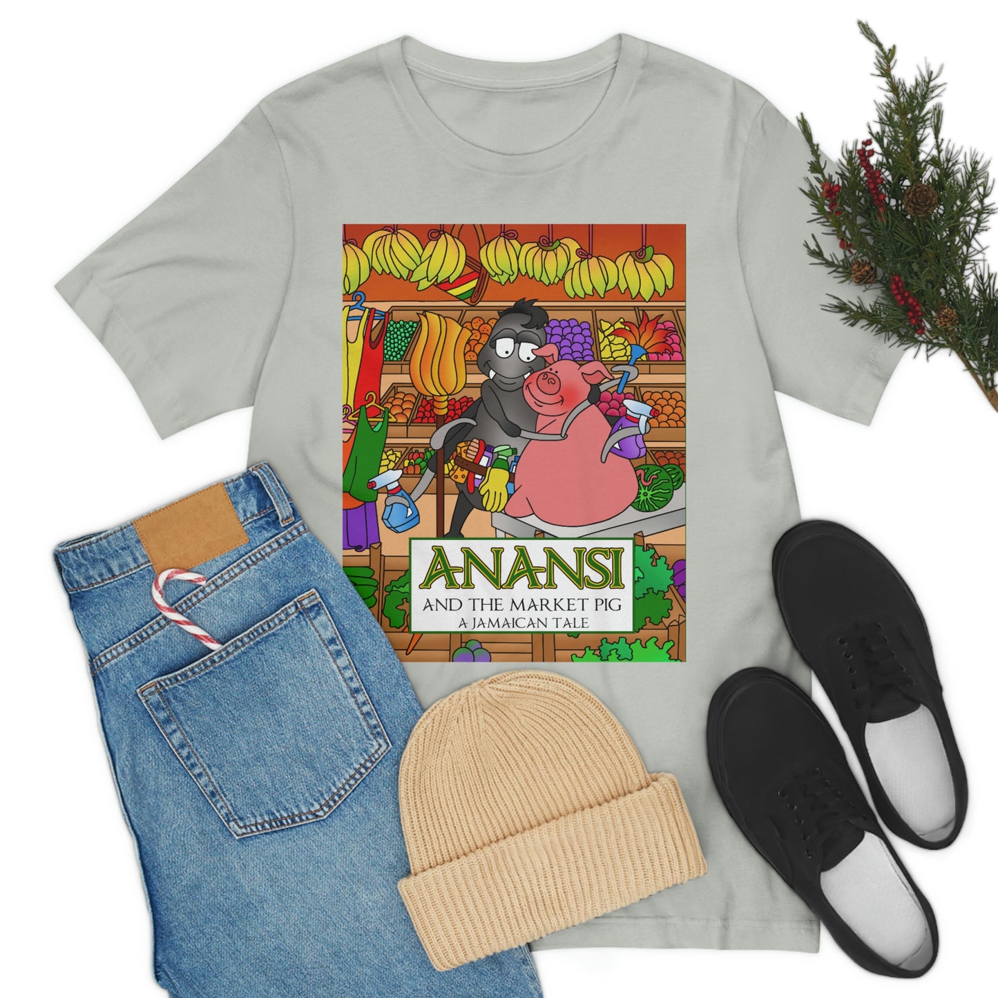 Anansi and the Market Pig Unisex Jersey Short Sleeve Tee