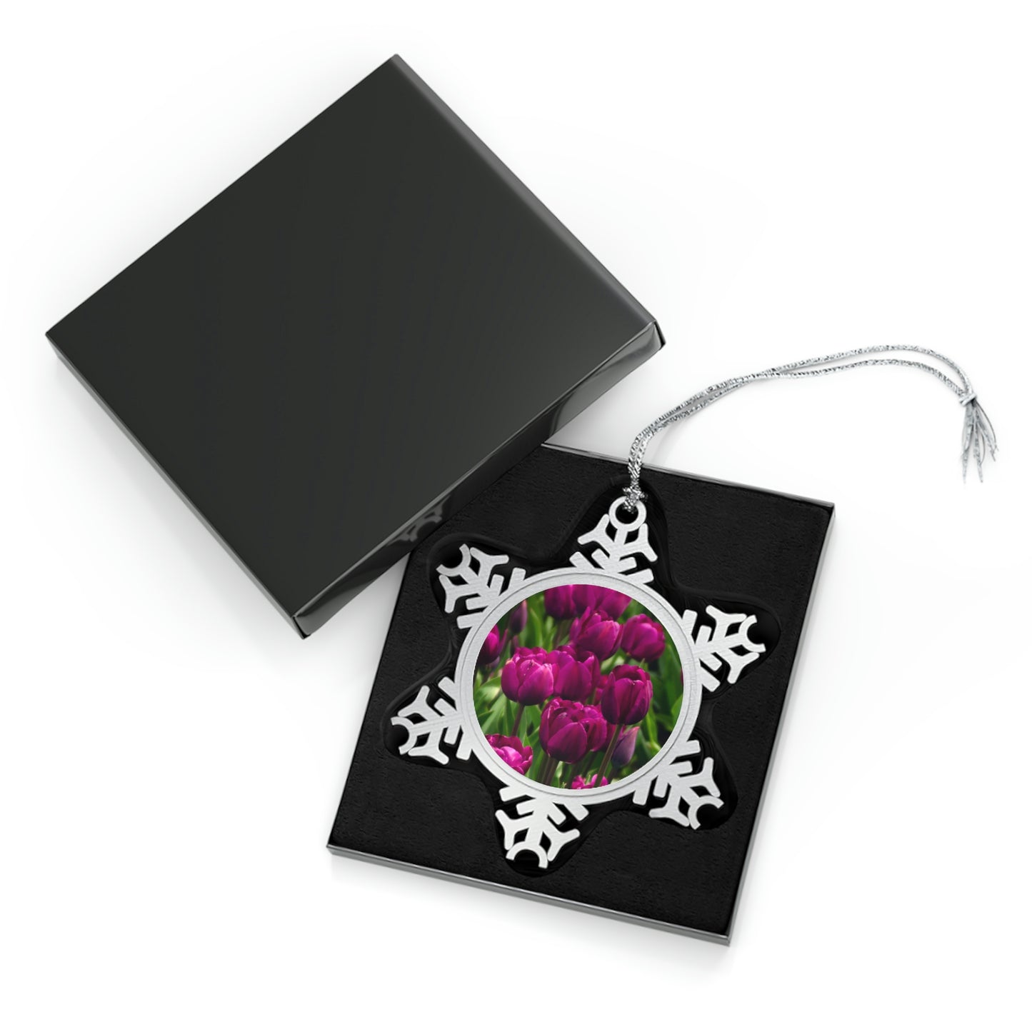 Flowers 20 Pewter Snowflake Ornament