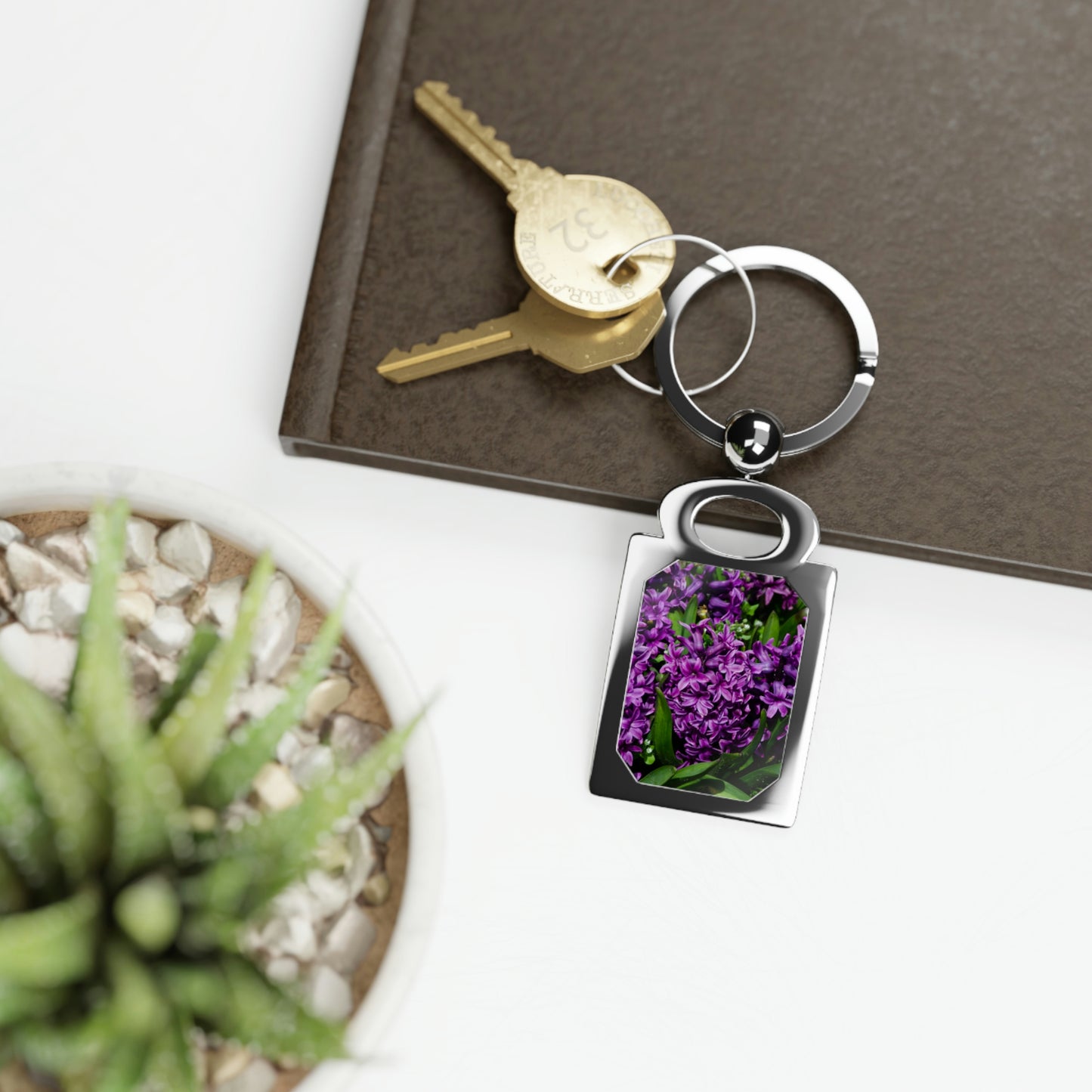 Flowers 21 Rectangle Photo Keyring