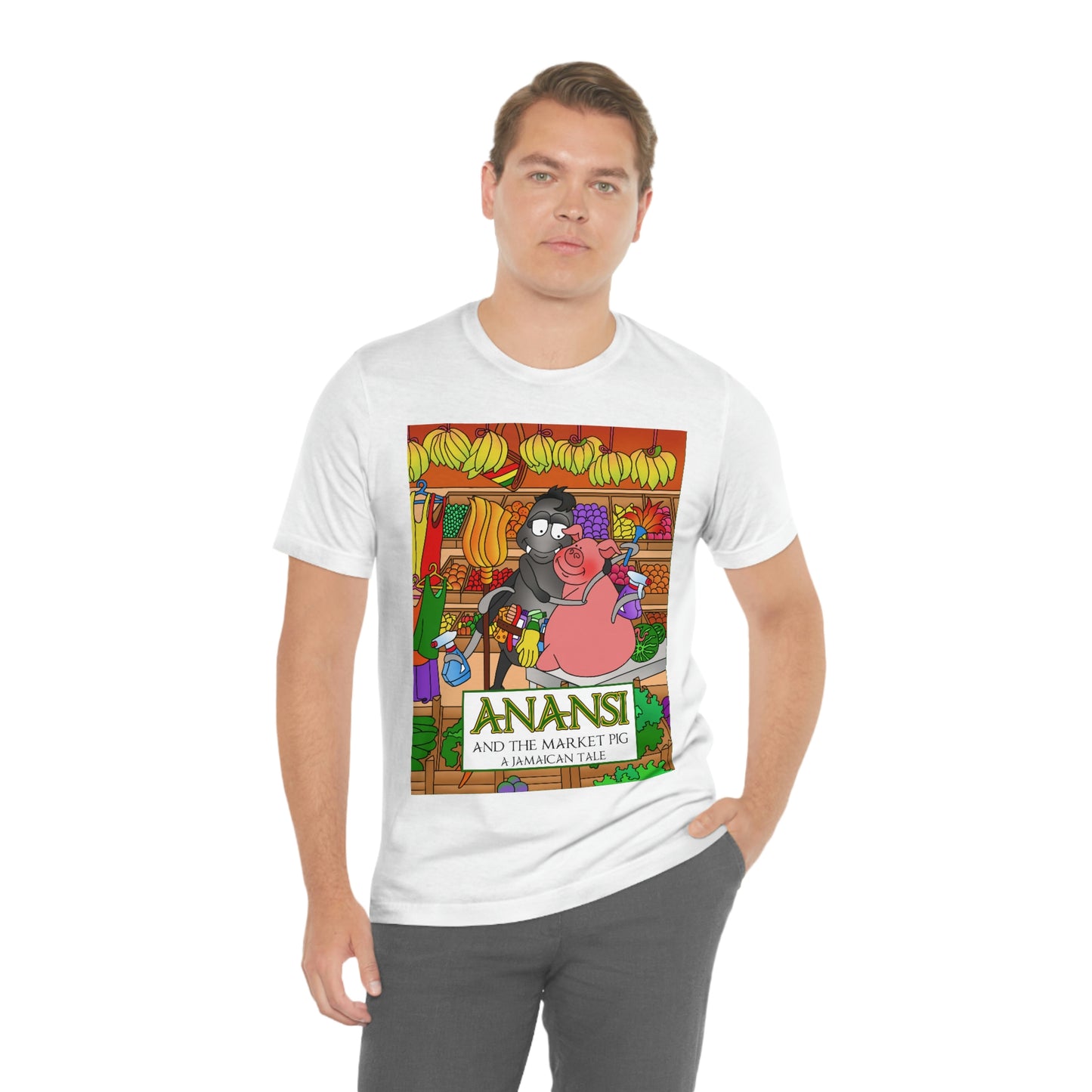 Anansi and the Market Pig Unisex Jersey Short Sleeve Tee