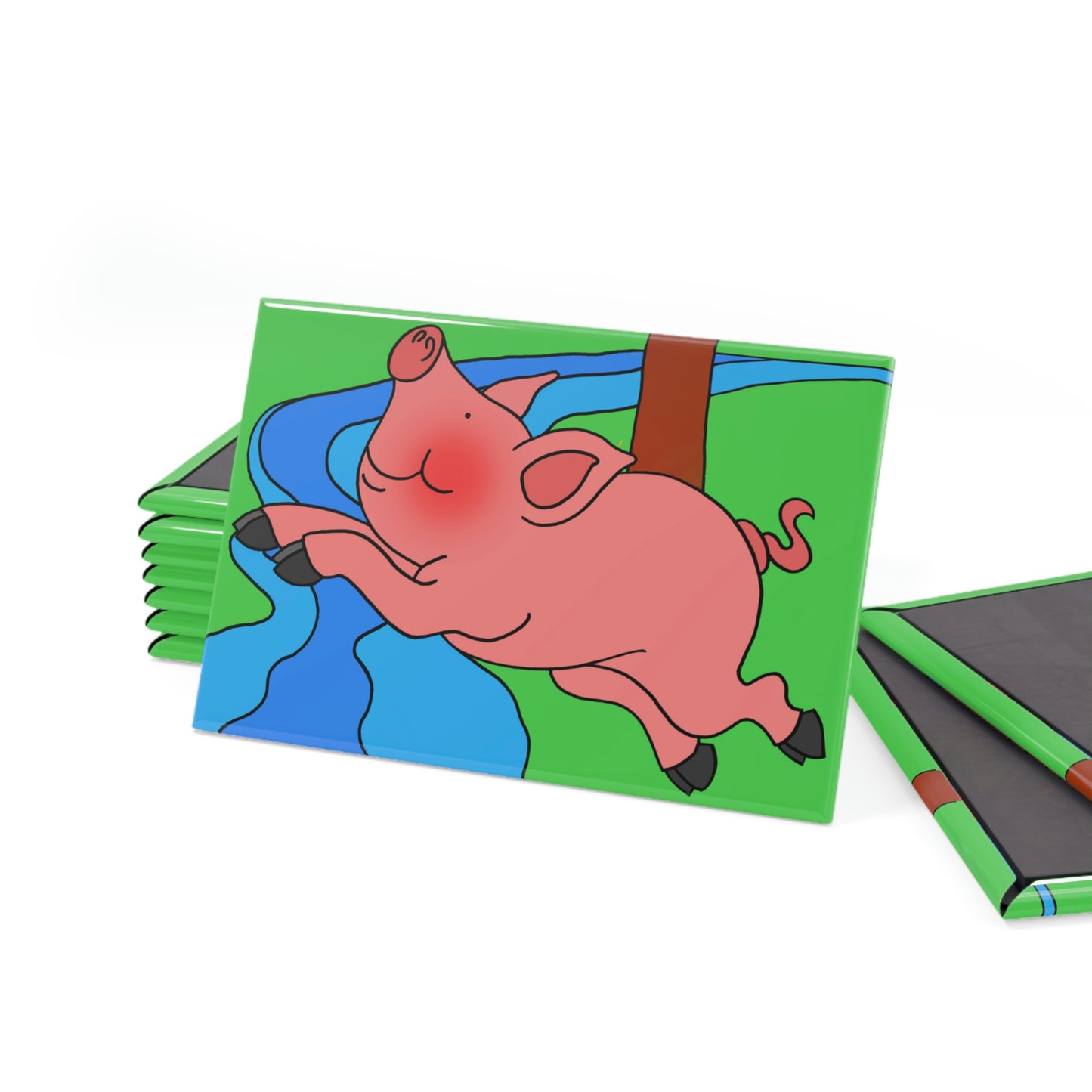 Anansi and the Market Pig! Button Magnet, Rectangle (1 & 10 pcs)