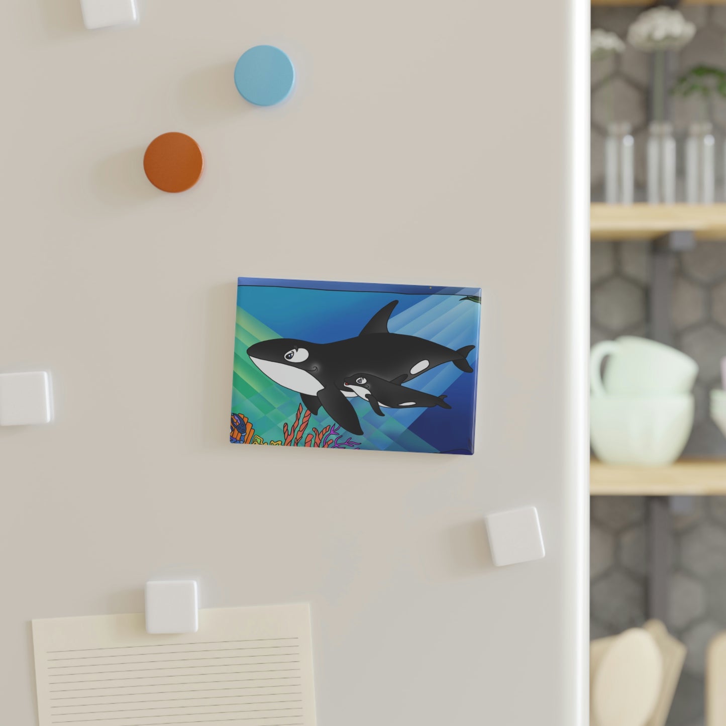 Orcas Button Magnet, Rectangle (1 & 10 pcs)