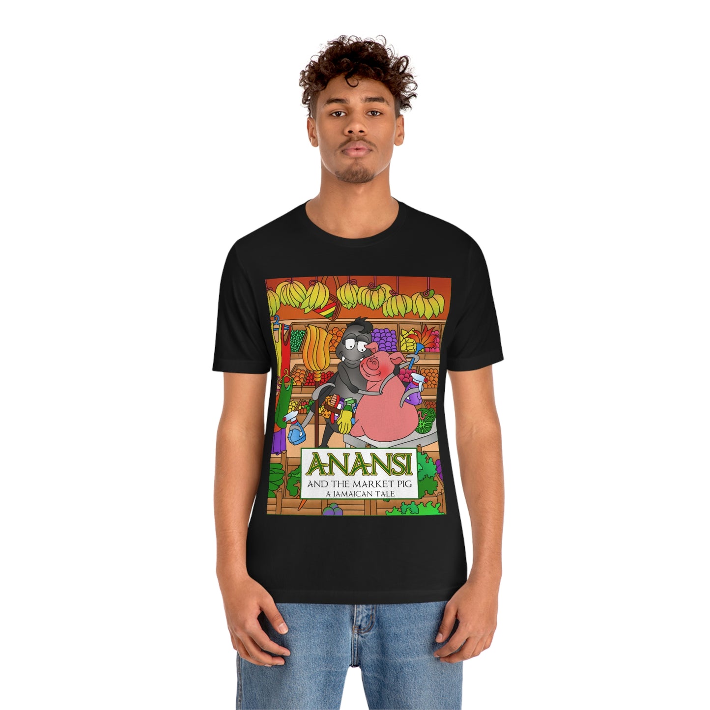 Anansi and the Market Pig Unisex Jersey Short Sleeve Tee