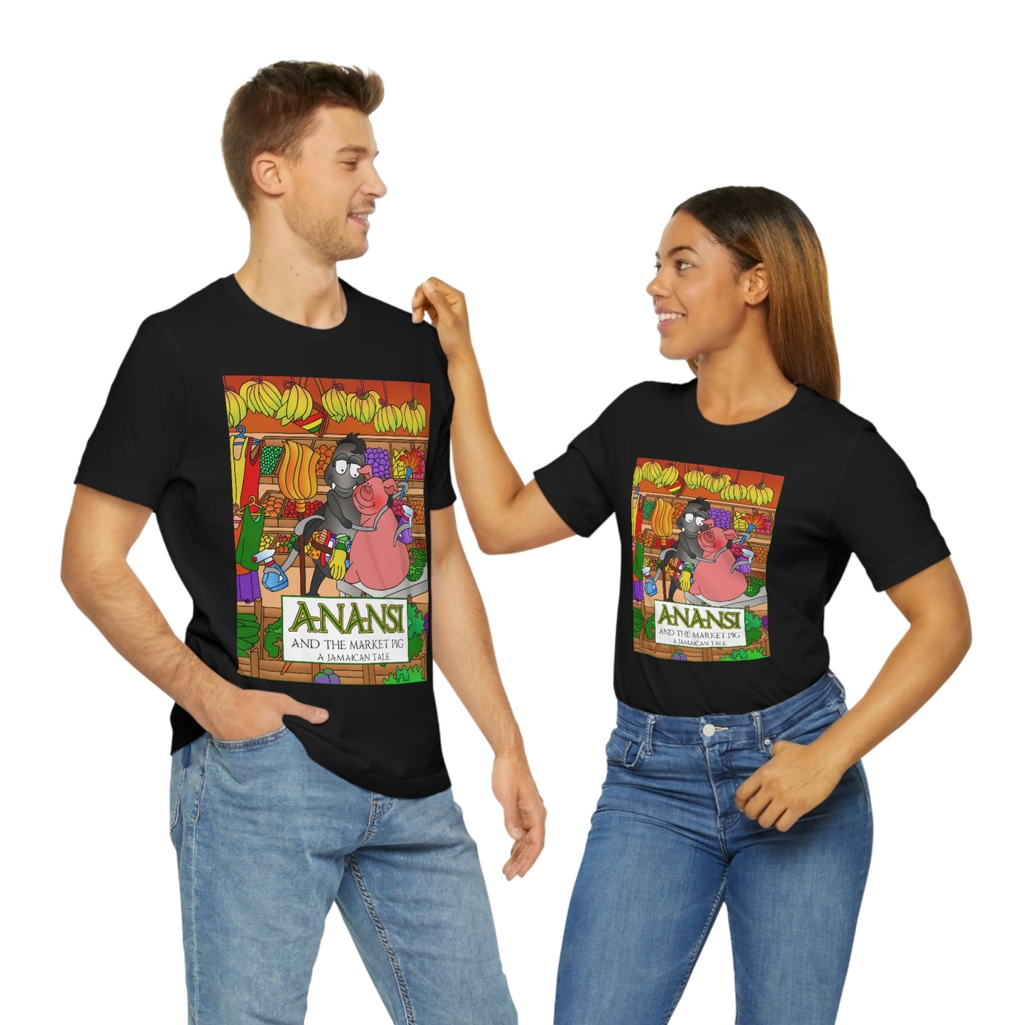 Anansi and the Market Pig Unisex Jersey Short Sleeve Tee