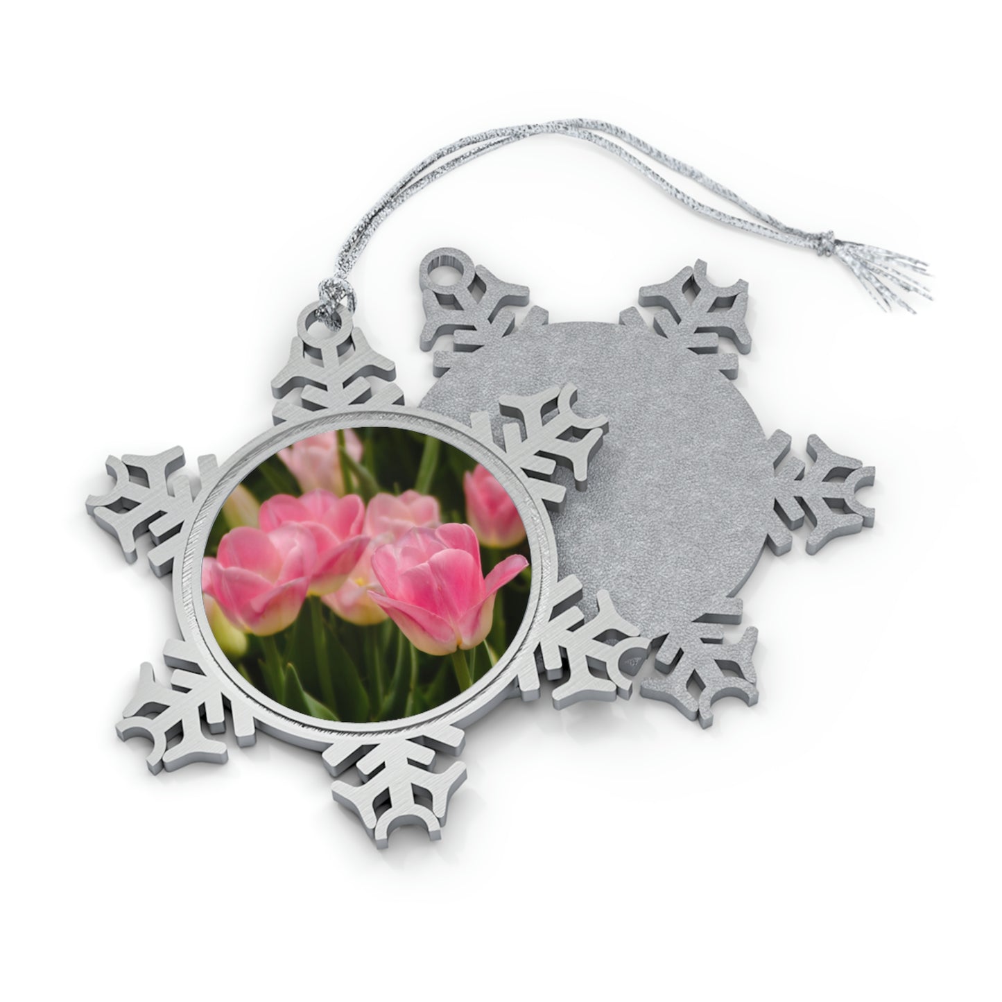 Flowers 17 Pewter Snowflake Ornament