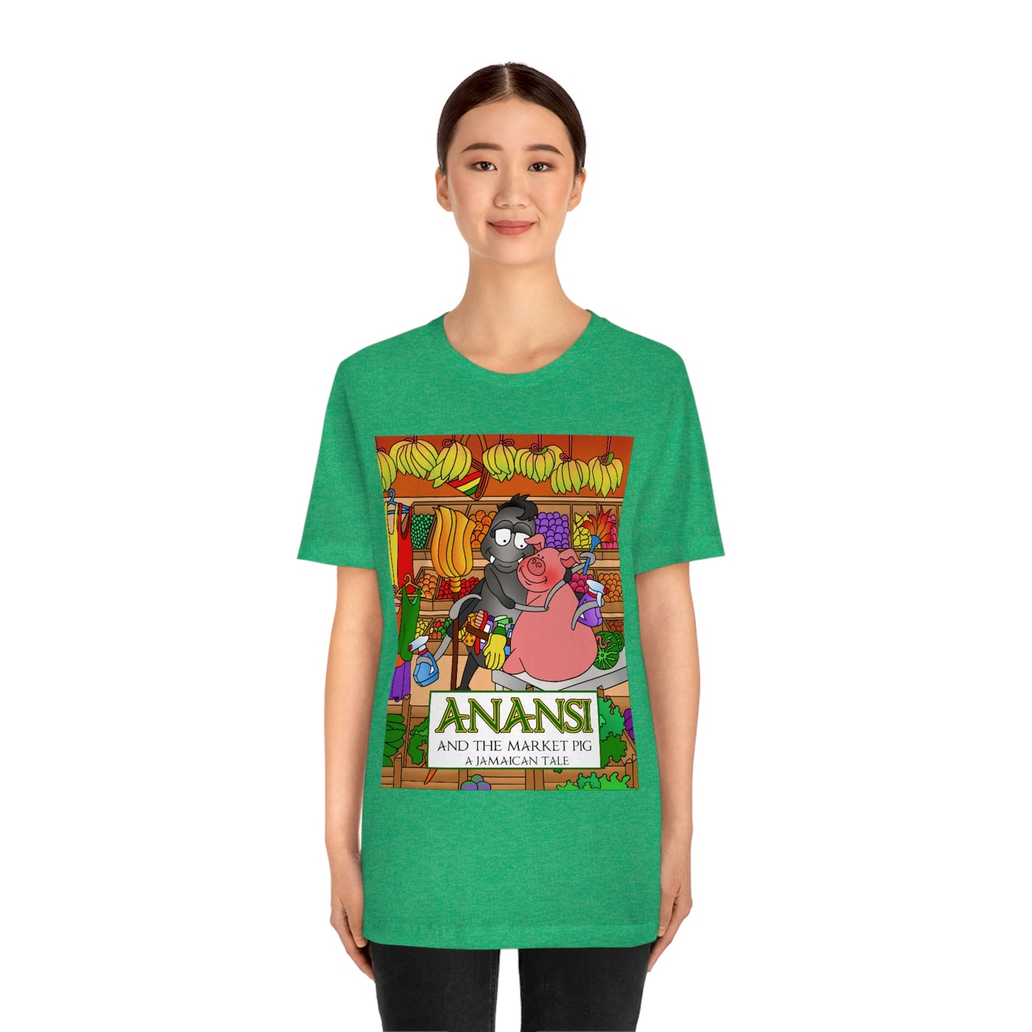 Anansi and the Market Pig Unisex Jersey Short Sleeve Tee