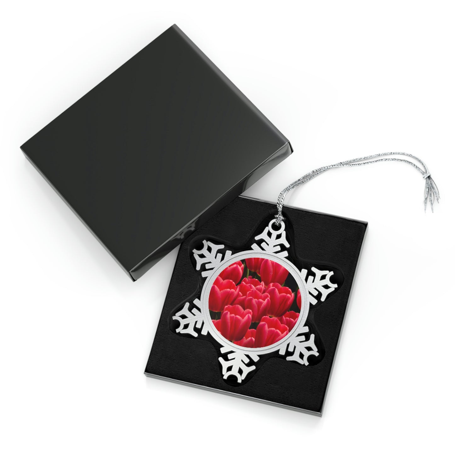 Flowers 24 Pewter Snowflake Ornament