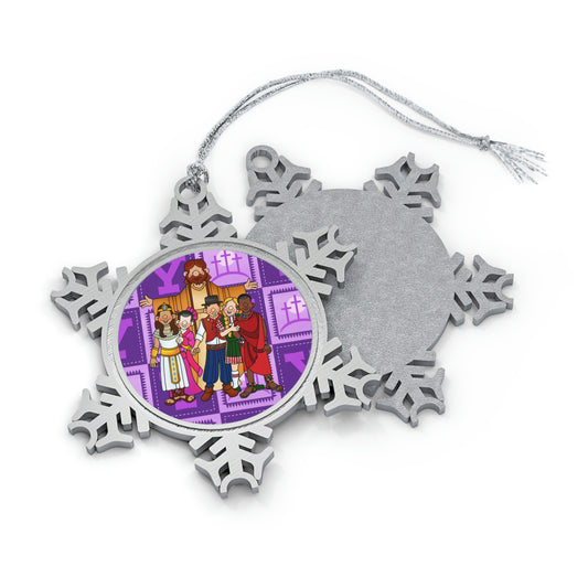 The Bible as Simple as ABC Y Pewter Snowflake Ornament