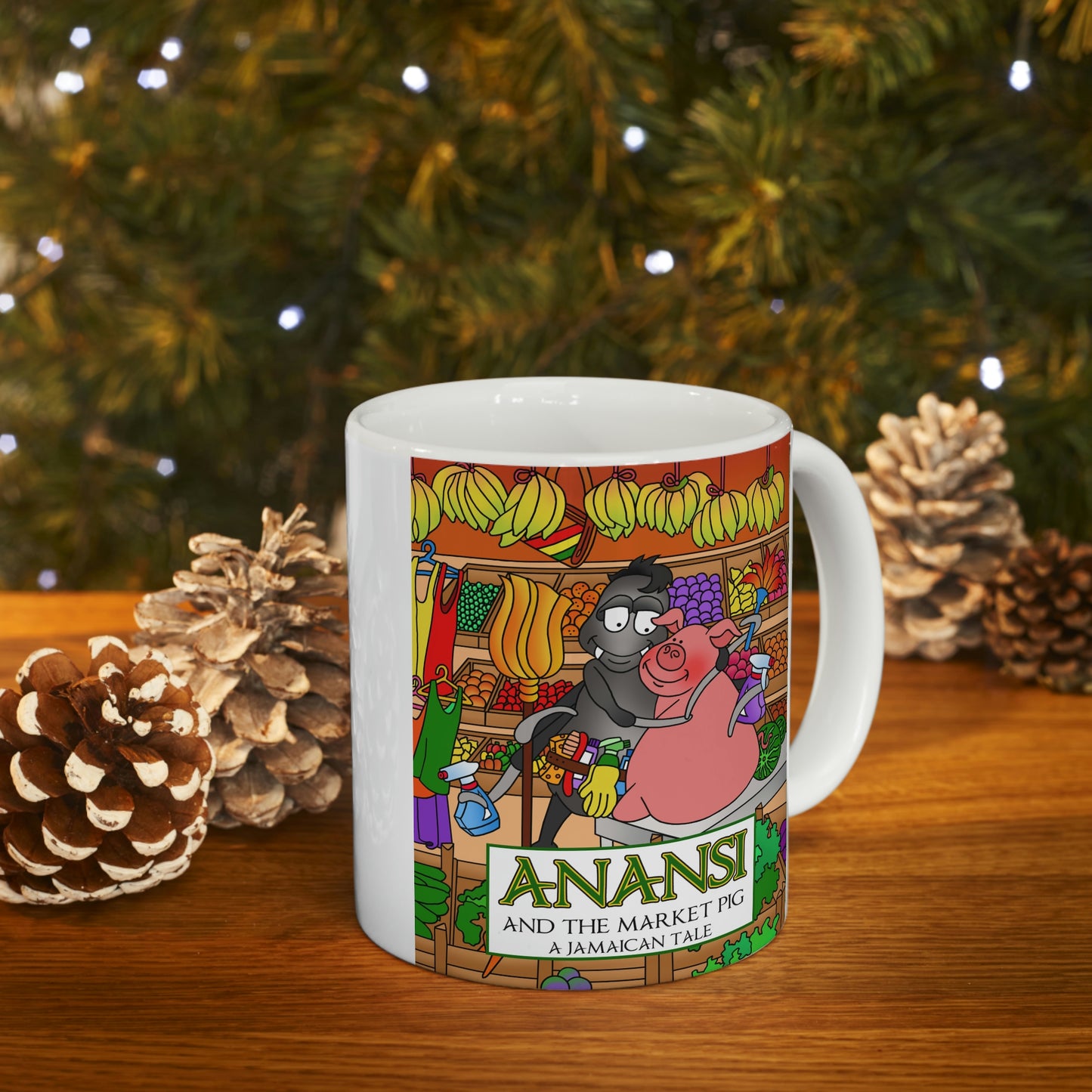 Anansi and the Market Pig Ceramic Mug 11oz