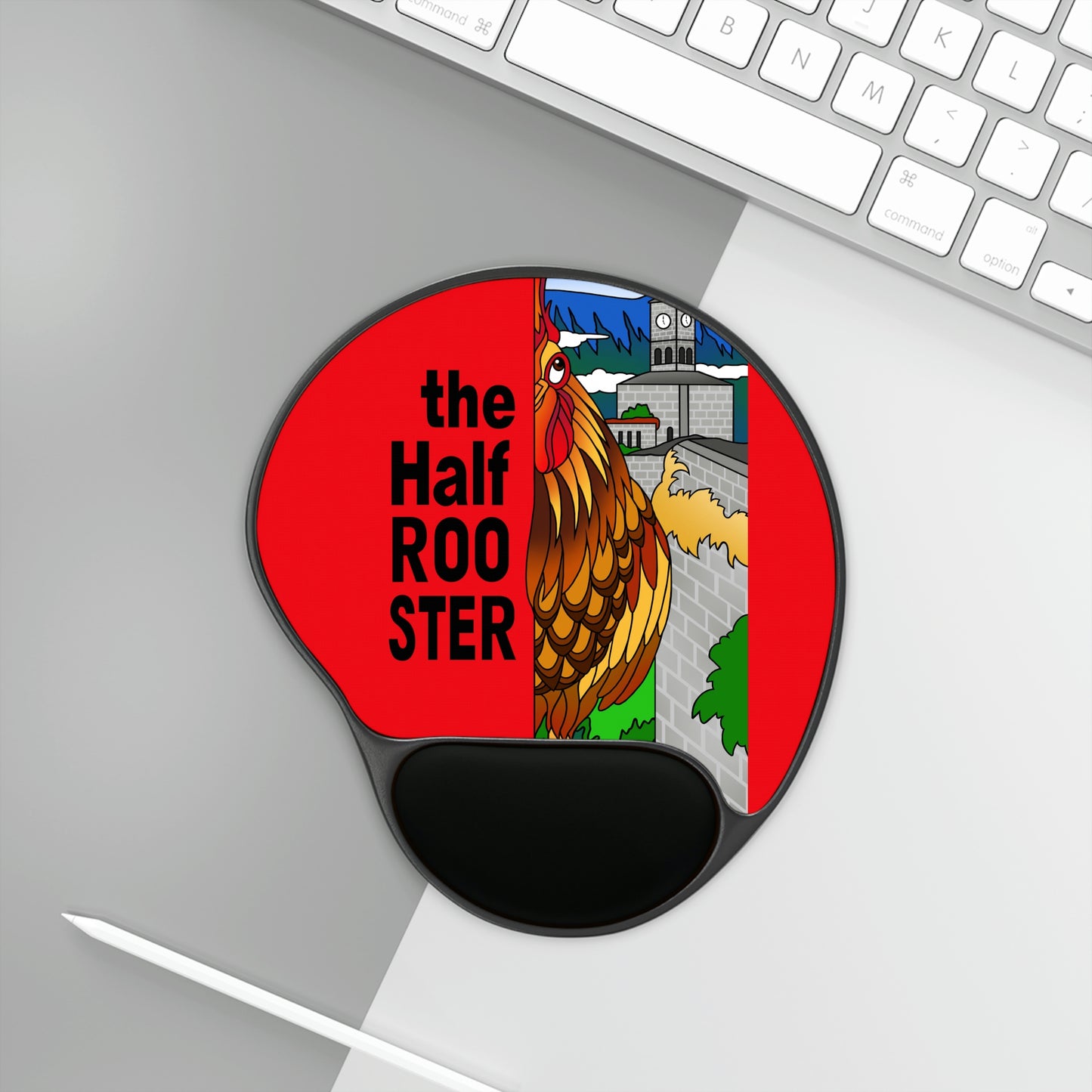 The Half Rooster Mouse Pad With Wrist Rest