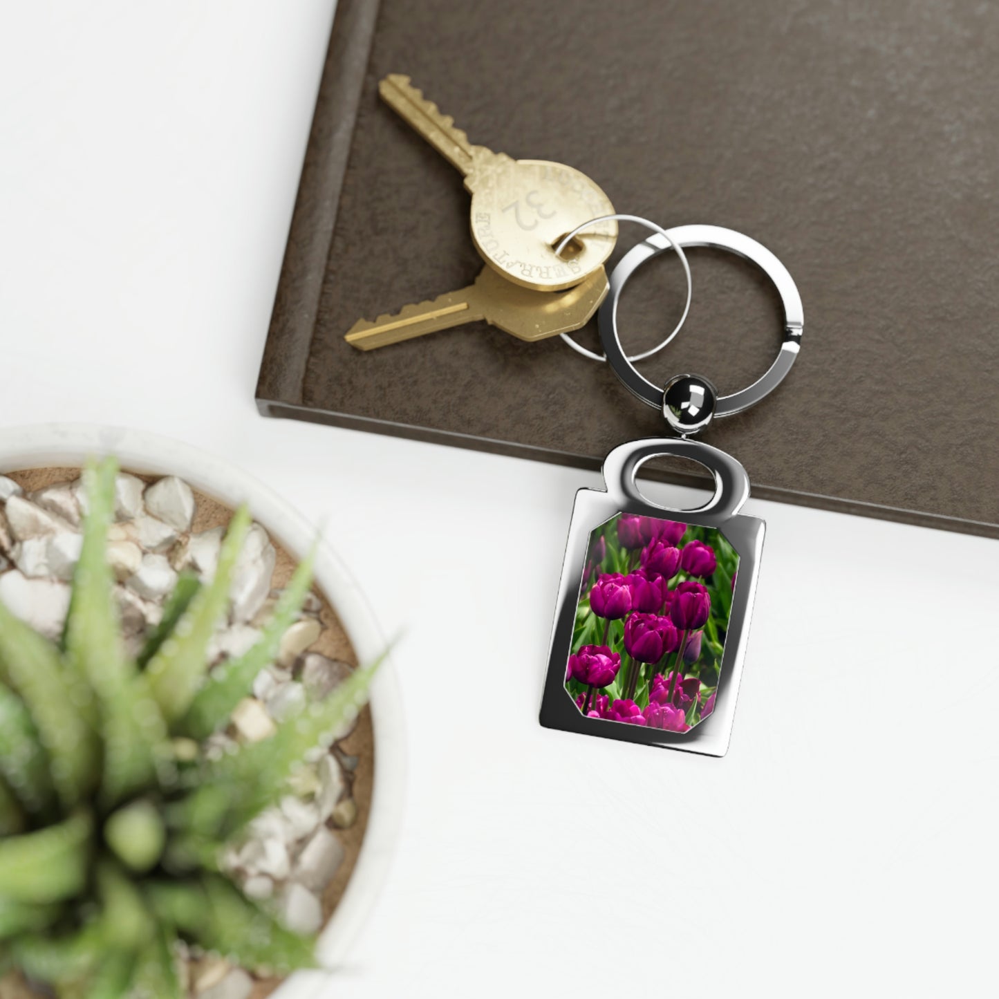 Flowers 20 Rectangle Photo Keyring