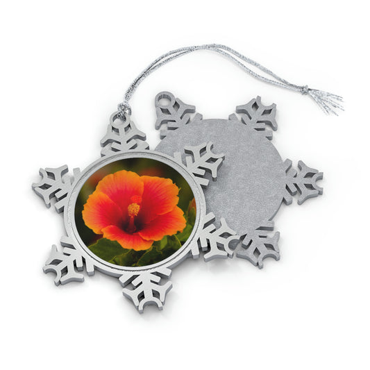 Flowers 32 Pewter Snowflake Ornament