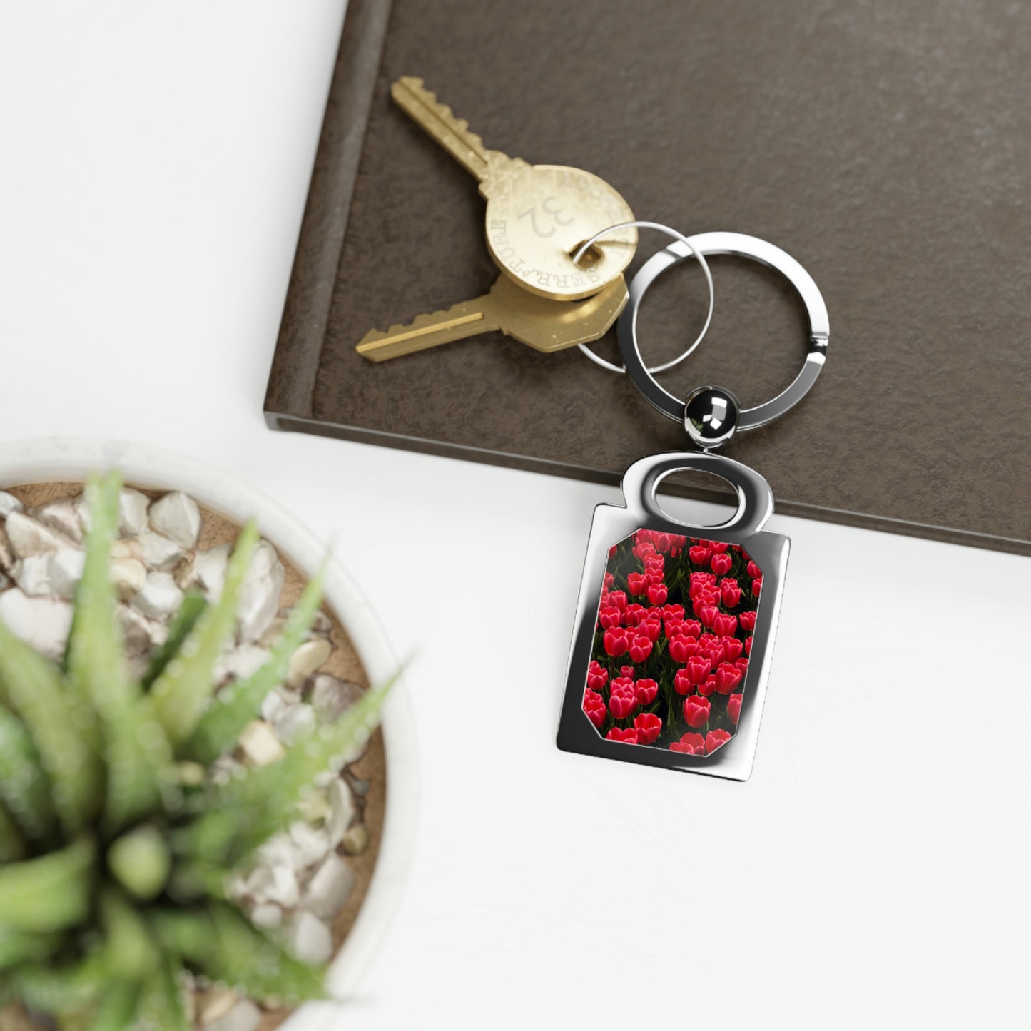 Flowers 24 Rectangle Photo Keyring