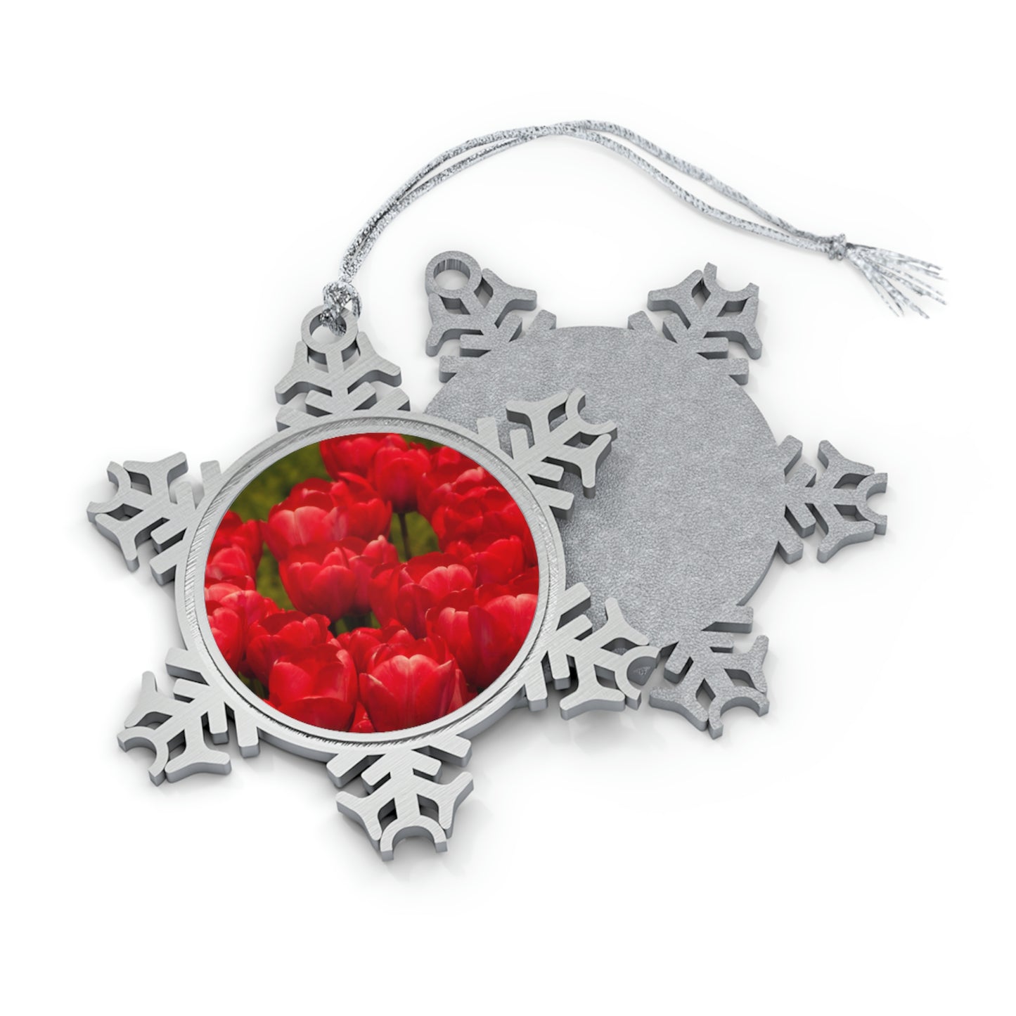 Flowers 22 Pewter Snowflake Ornament