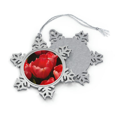 Flowers 09 Pewter Snowflake Ornament