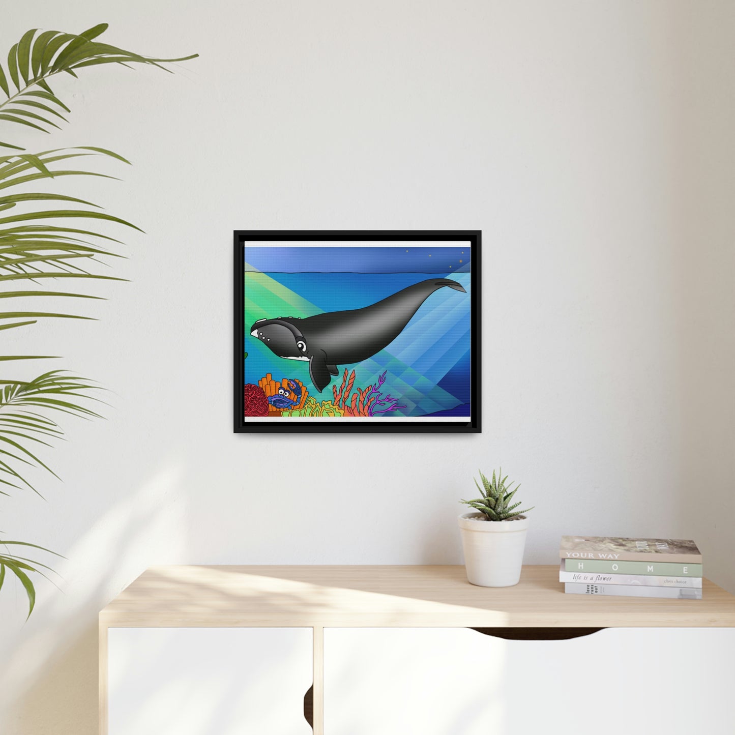 Gray Whale Matte Canvas, Black Frame