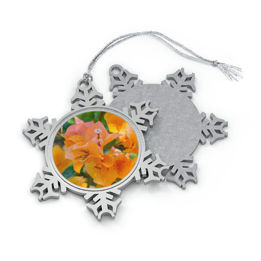Flowers 28 Pewter Snowflake Ornament