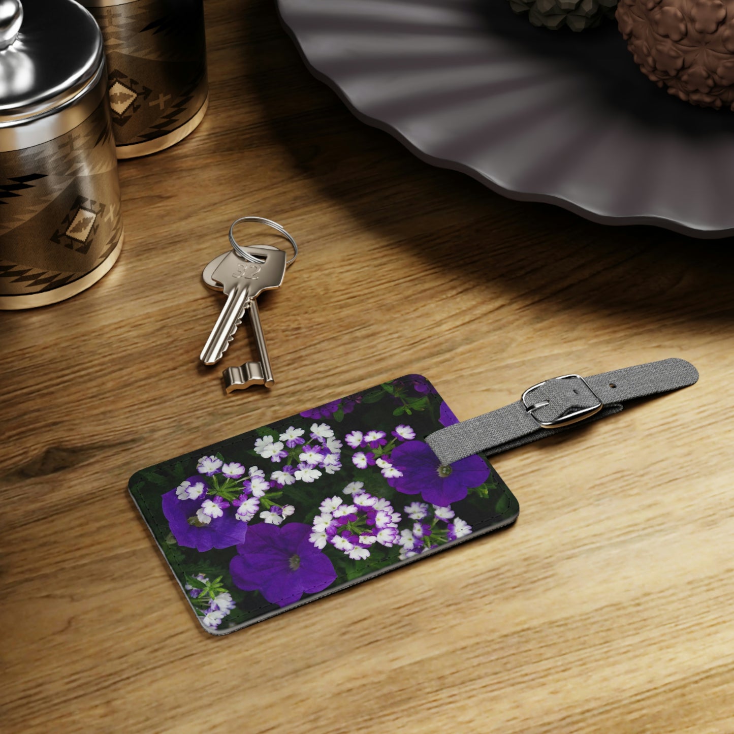 Flowers 04 Saffiano Polyester Luggage Tag, Rectangle