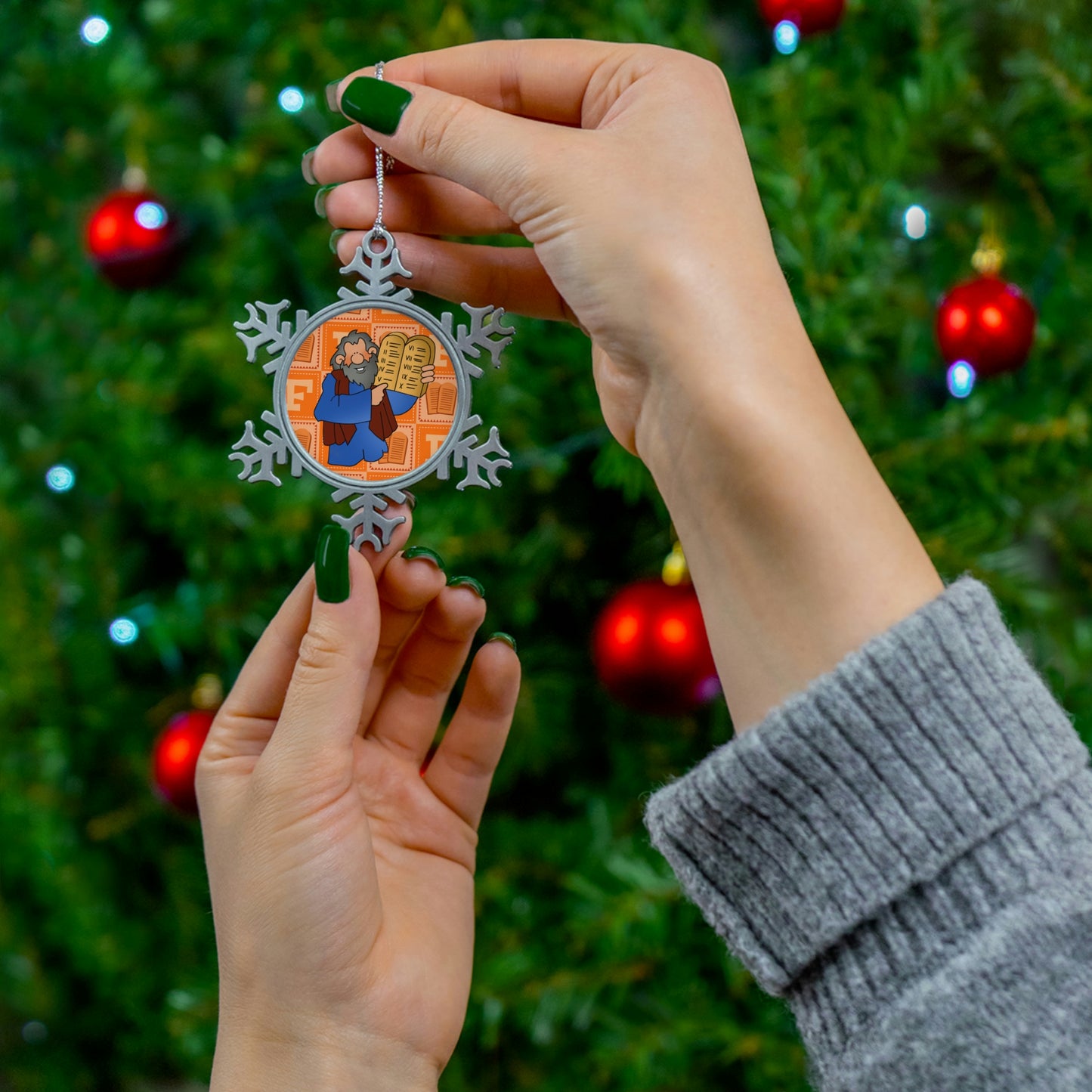 The Bible as Simple as ABC F Pewter Snowflake Ornament