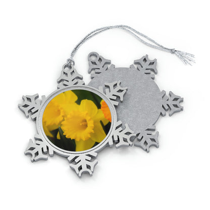 Flowers 10 Pewter Snowflake Ornament