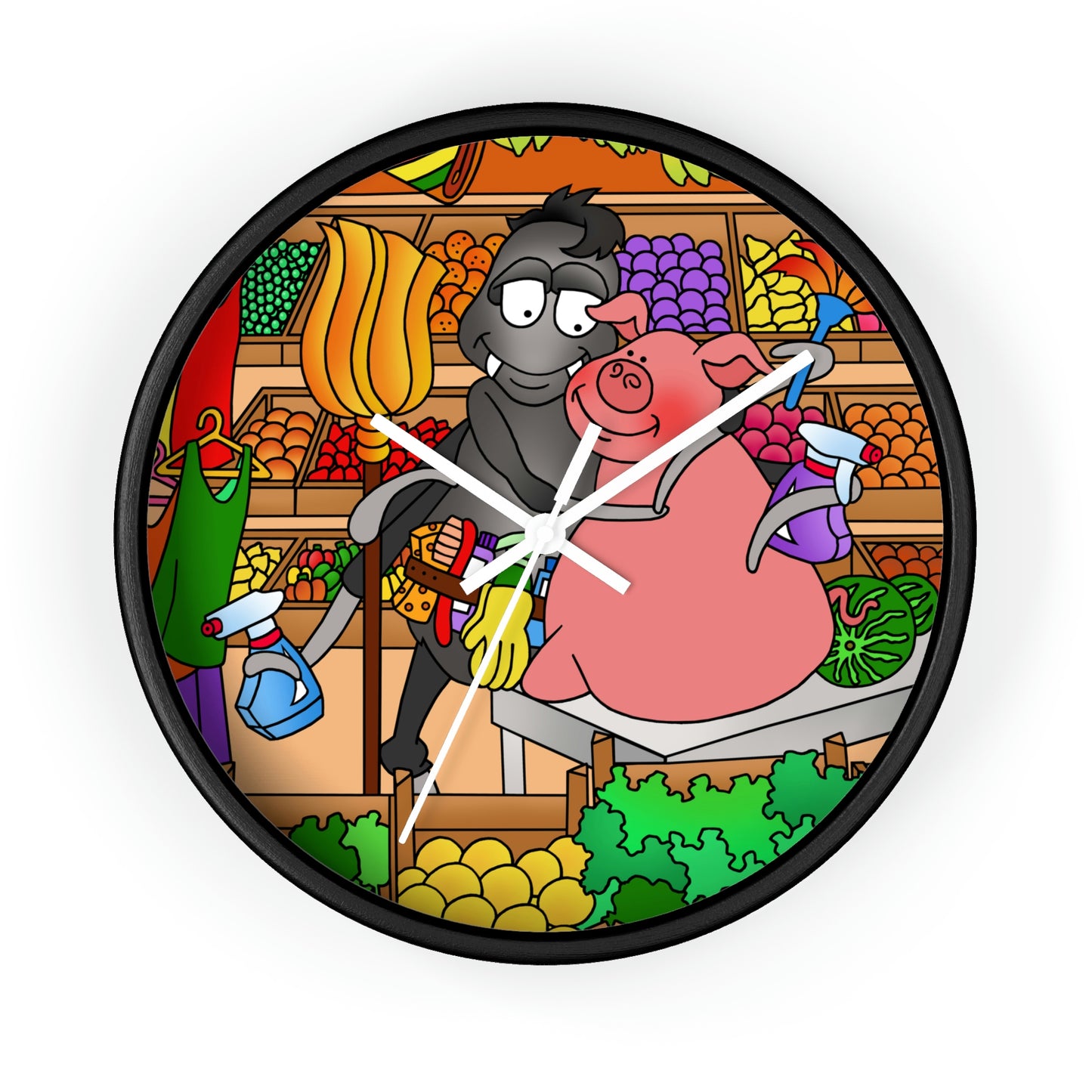 Anansi and the Market Pig Wall clock