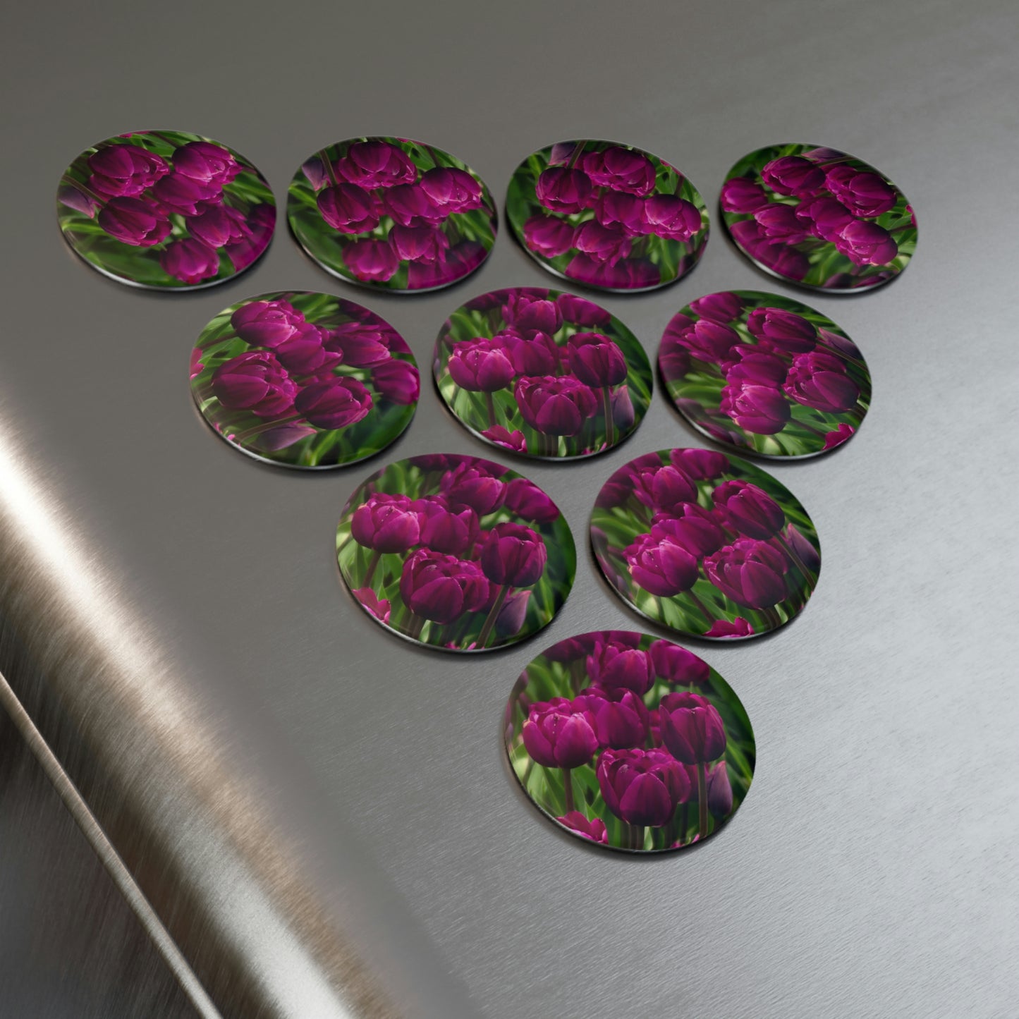 Flowers 20 Button Magnet, Round (1 & 10 pcs)