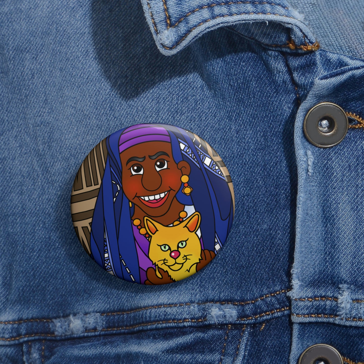 The Kitty Cat Cried Custom Pin Buttons