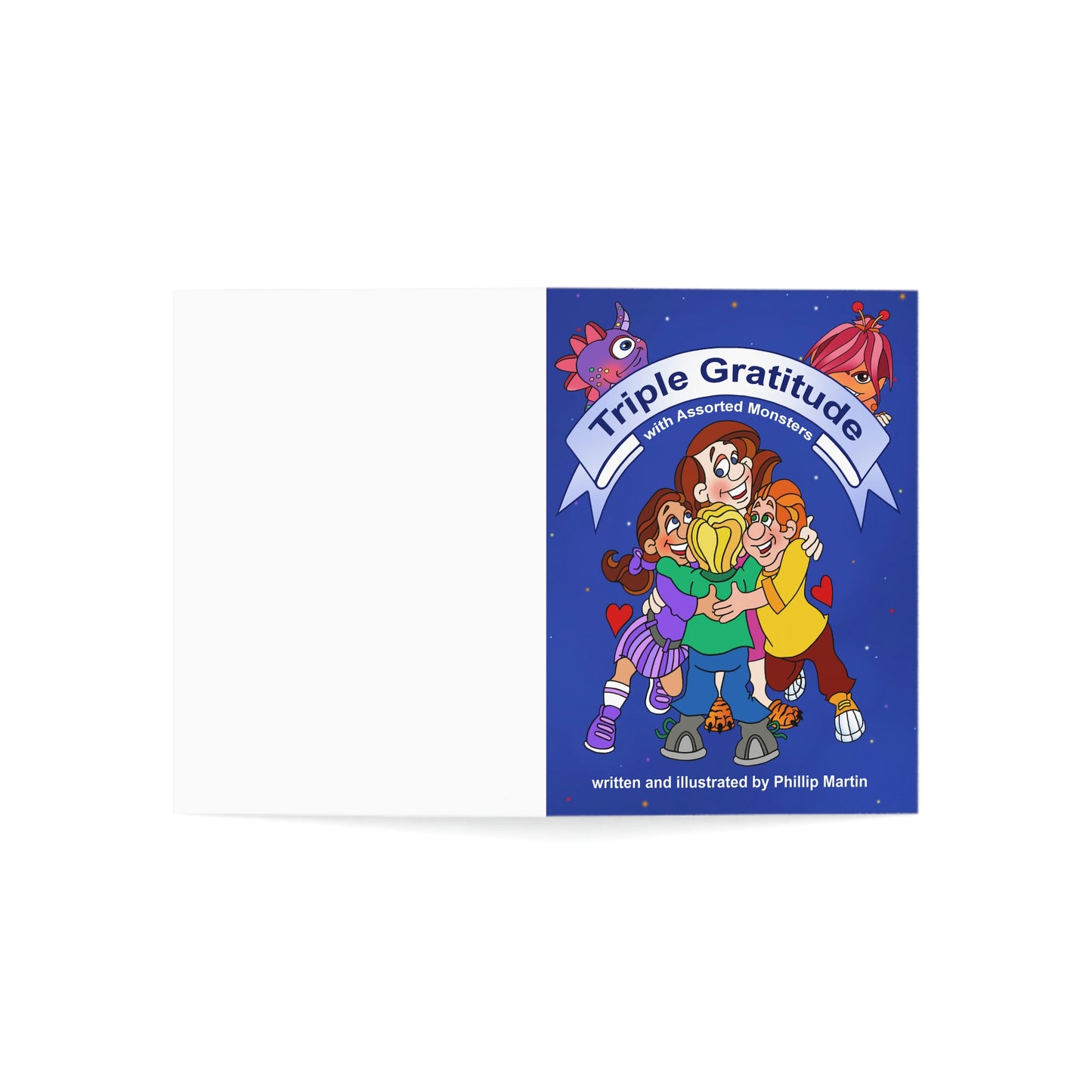 Triple Gratitude with Assorted Monsters Greeting Cards (1, 10, 30, and 50pcs)