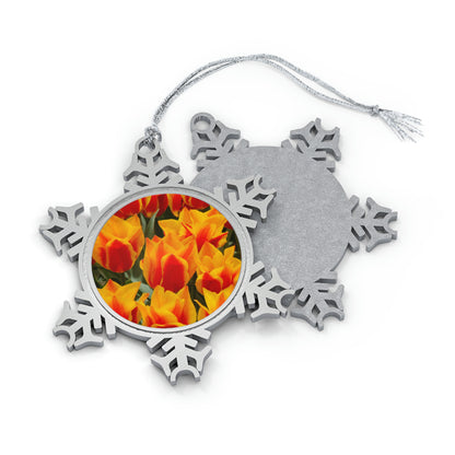 Flowers 18 Pewter Snowflake Ornament