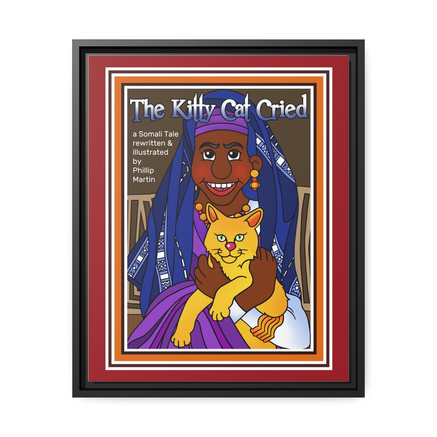 The Kitty Cat Cried Matte Canvas, Black Frame