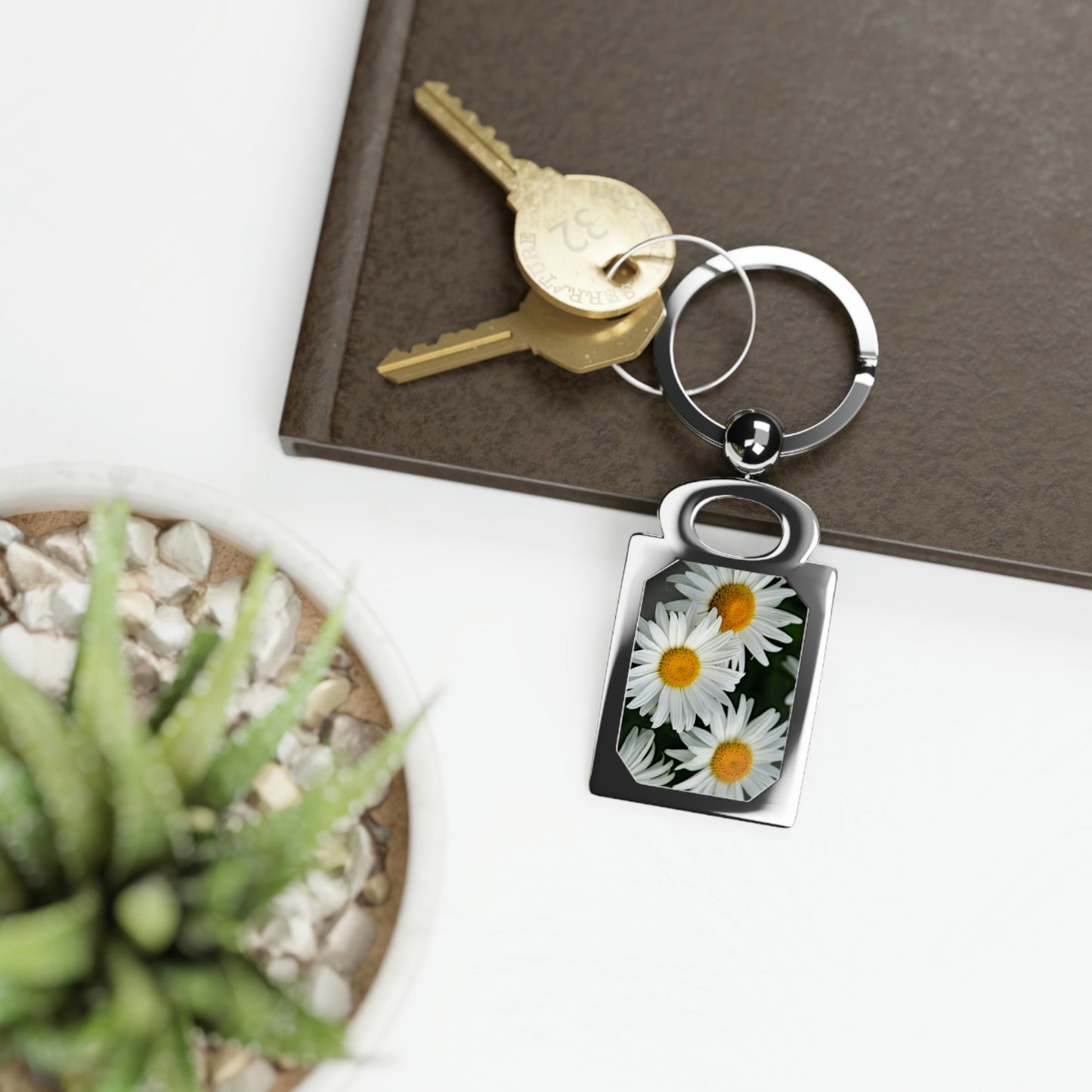 Flowers 01 Rectangle Photo Keyring