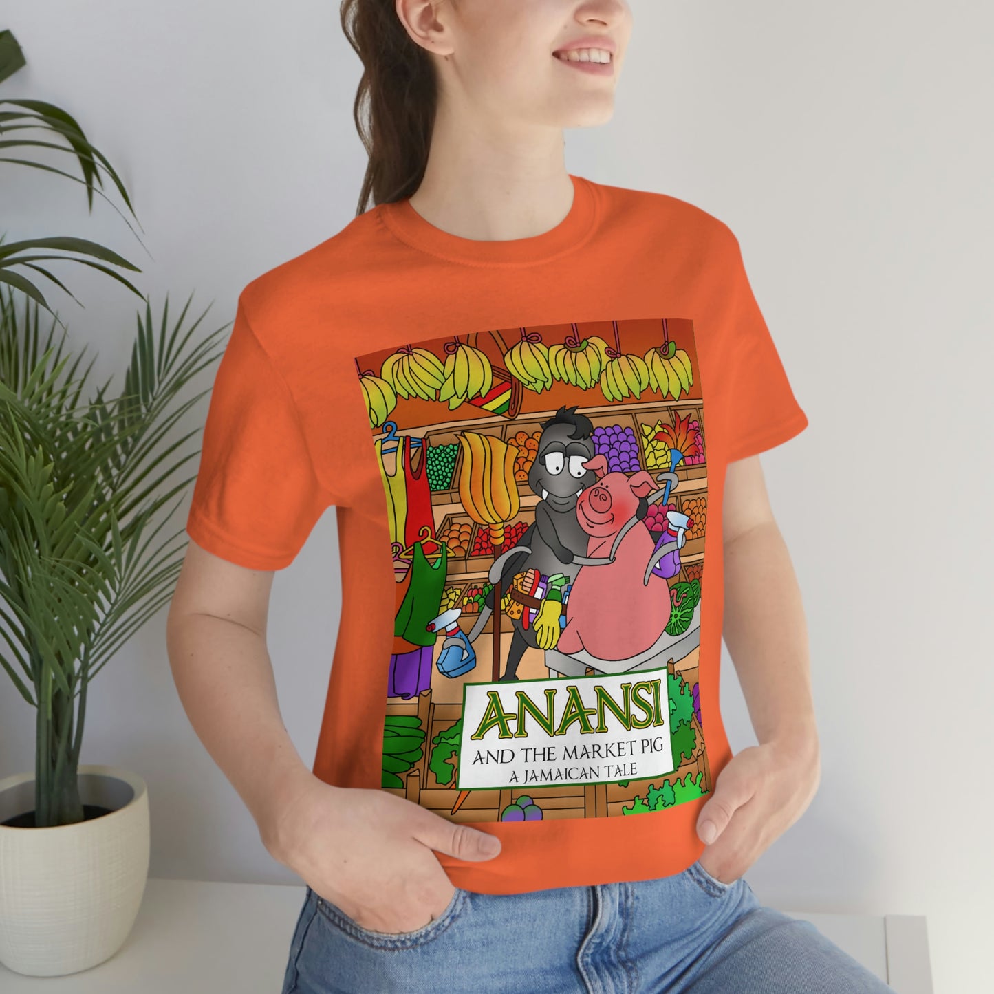 Anansi and the Market Pig Unisex Jersey Short Sleeve Tee