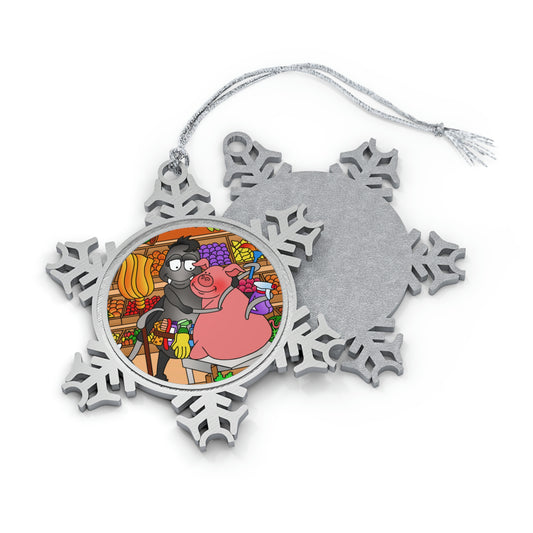 Anansi and the Market Pig Pewter Snowflake Ornament