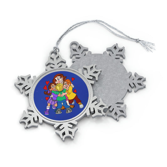 Triple Gratitude with Assorted Monsters Pewter Snowflake Ornament