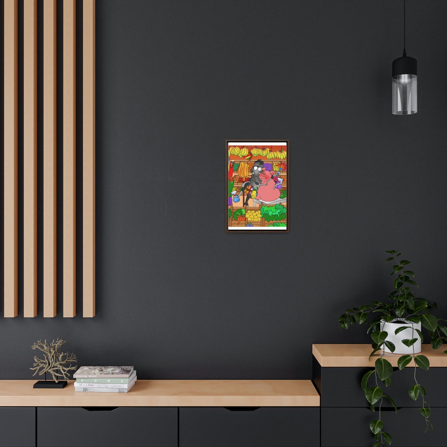 Anansi and the Market Pig Gallery Canvas Wraps, Vertical Frame