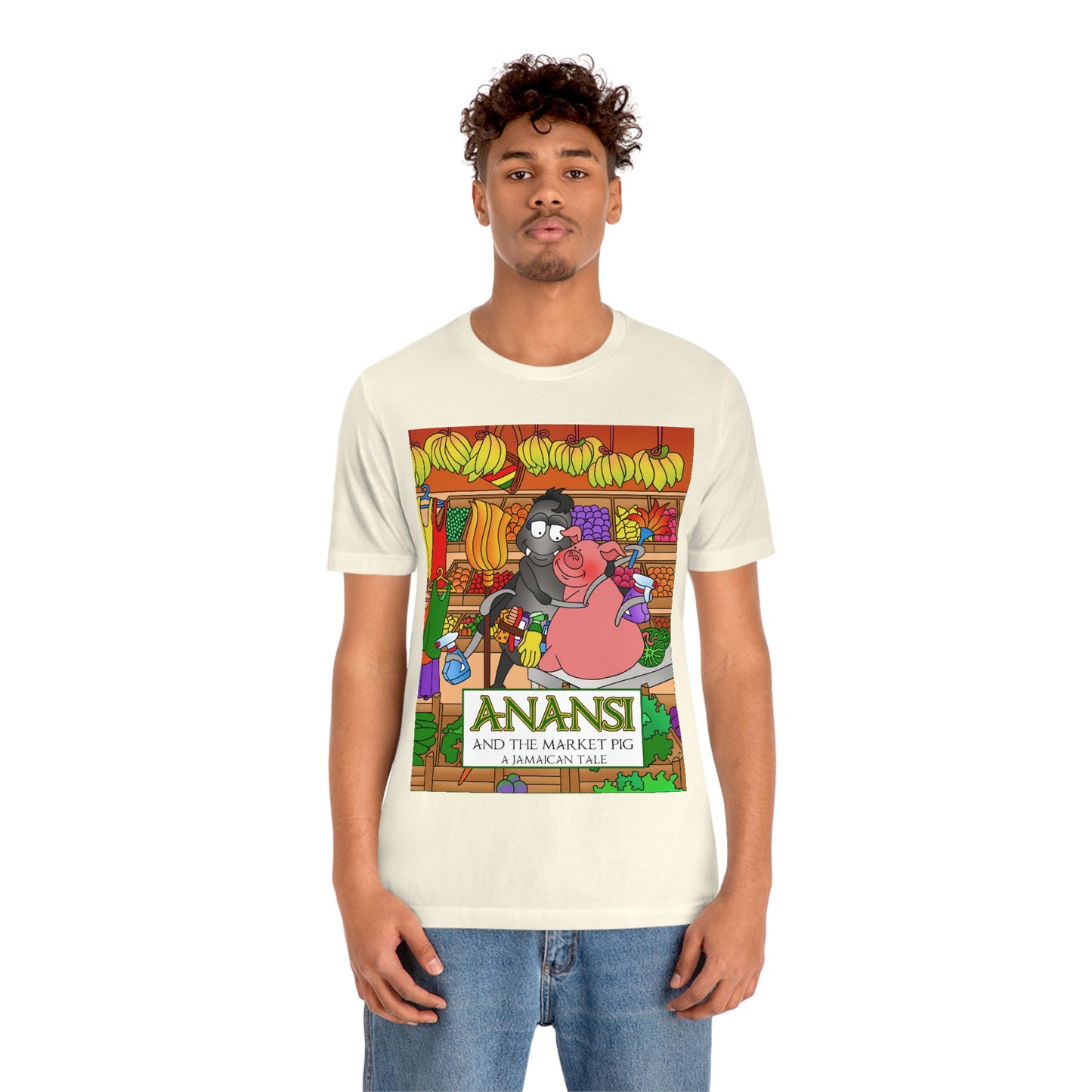 Anansi and the Market Pig Unisex Jersey Short Sleeve Tee