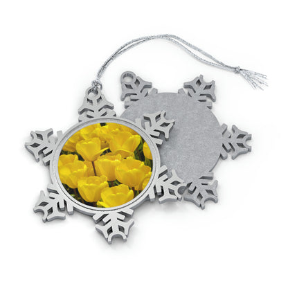 Flowers 23 Pewter Snowflake Ornament