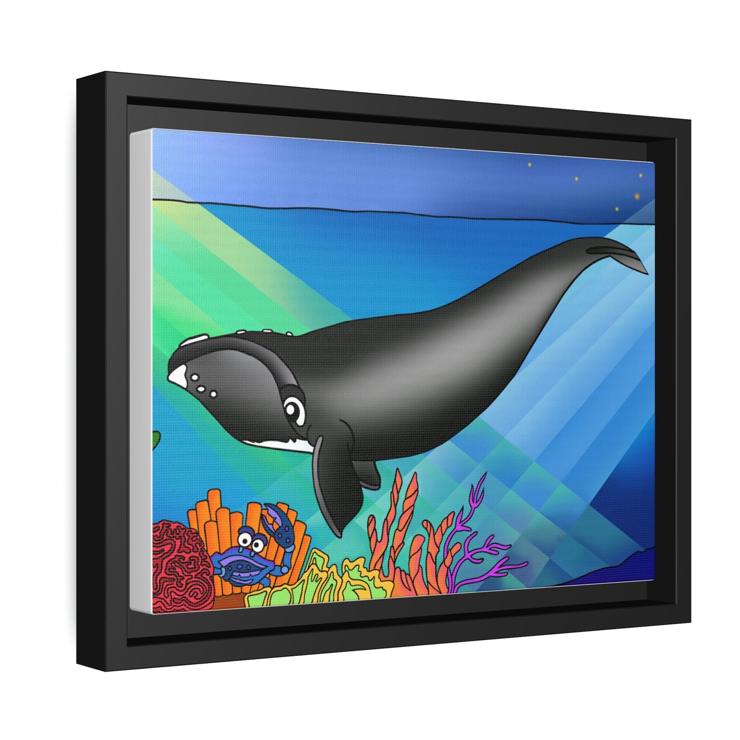Gray Whale Matte Canvas, Black Frame
