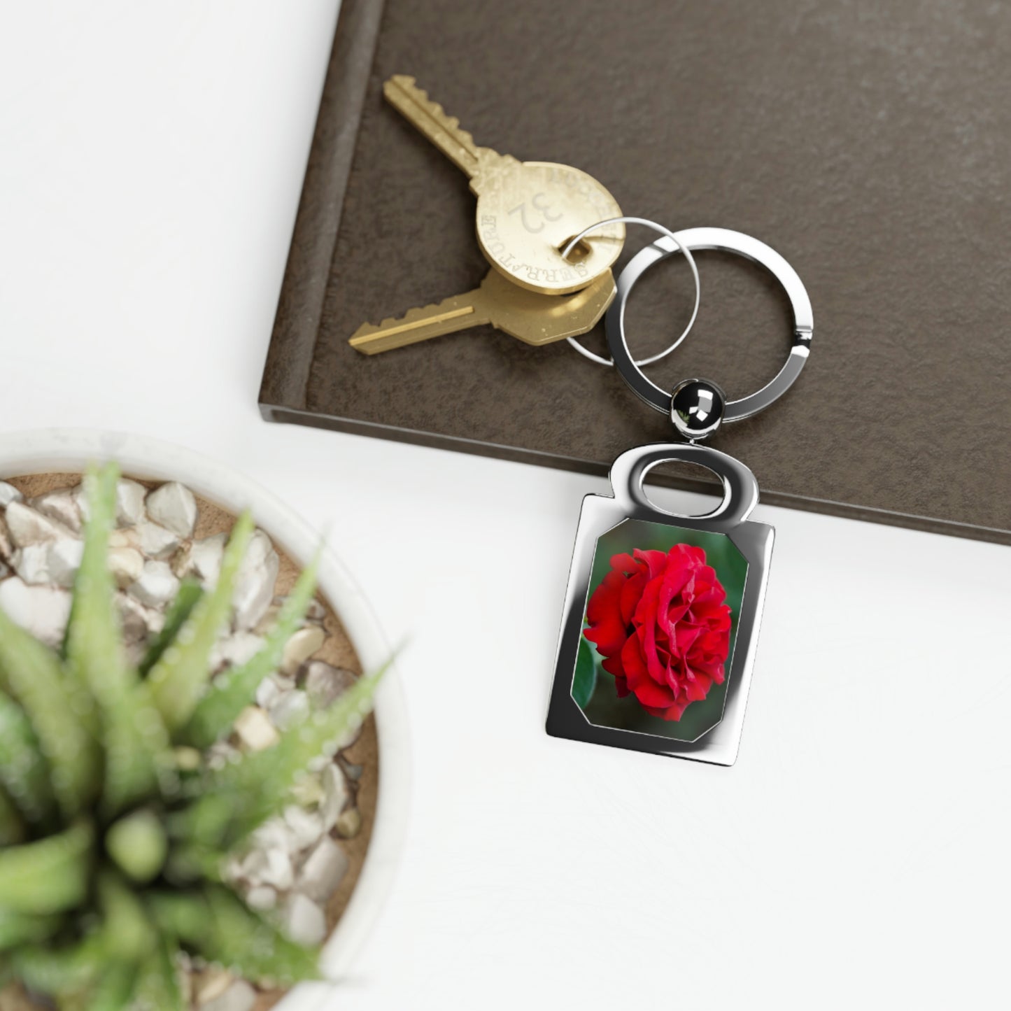 Flowers 14 Rectangle Photo Keyring