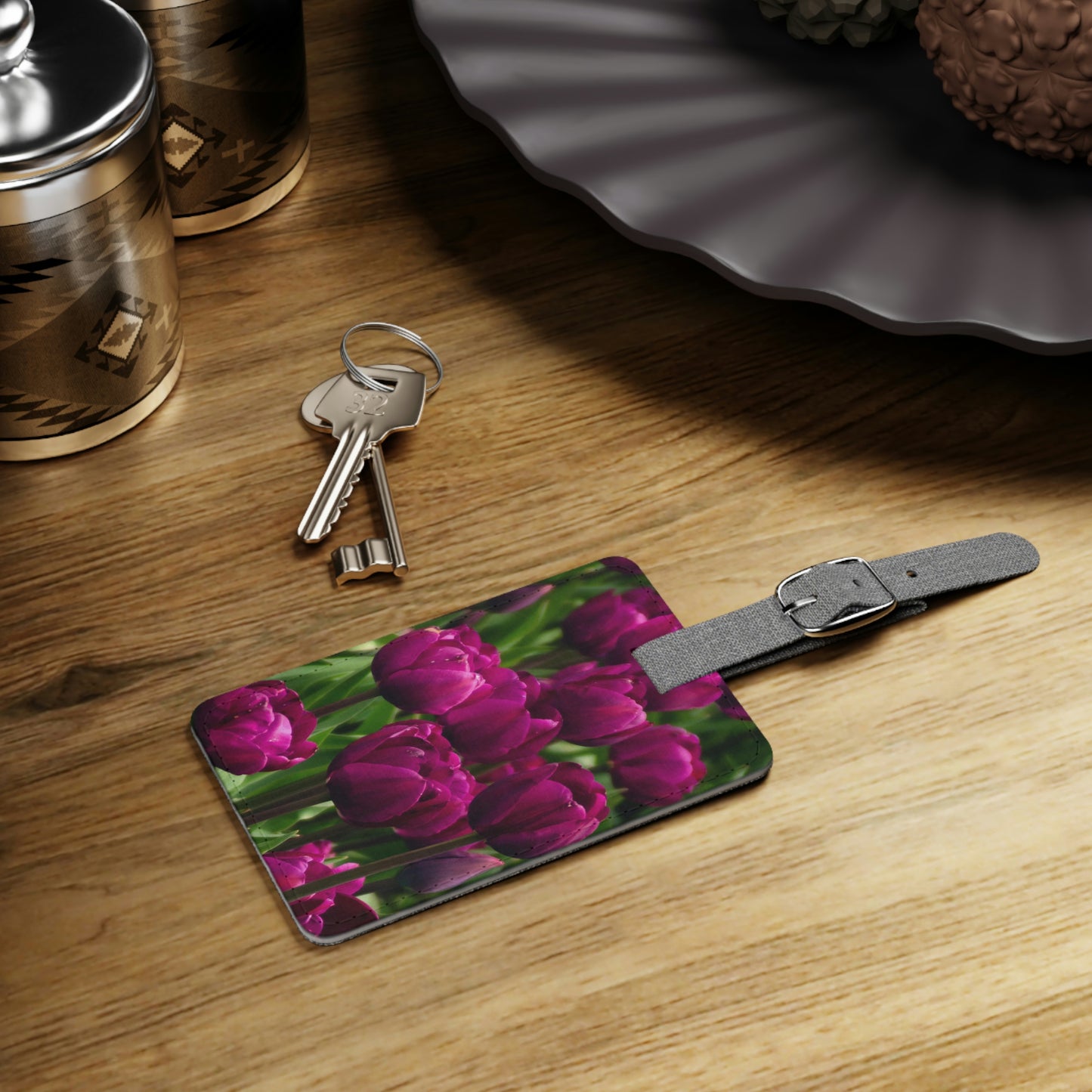 Flowers 20 Saffiano Polyester Luggage Tag, Rectangle