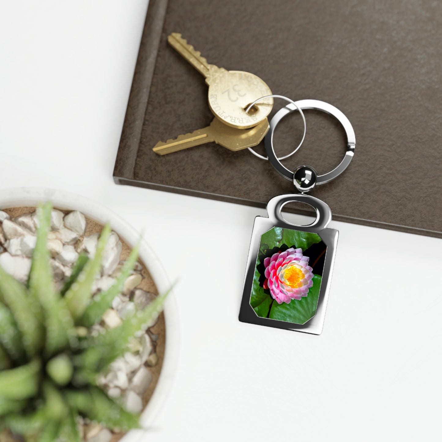 Flowers 25 Rectangle Photo Keyring