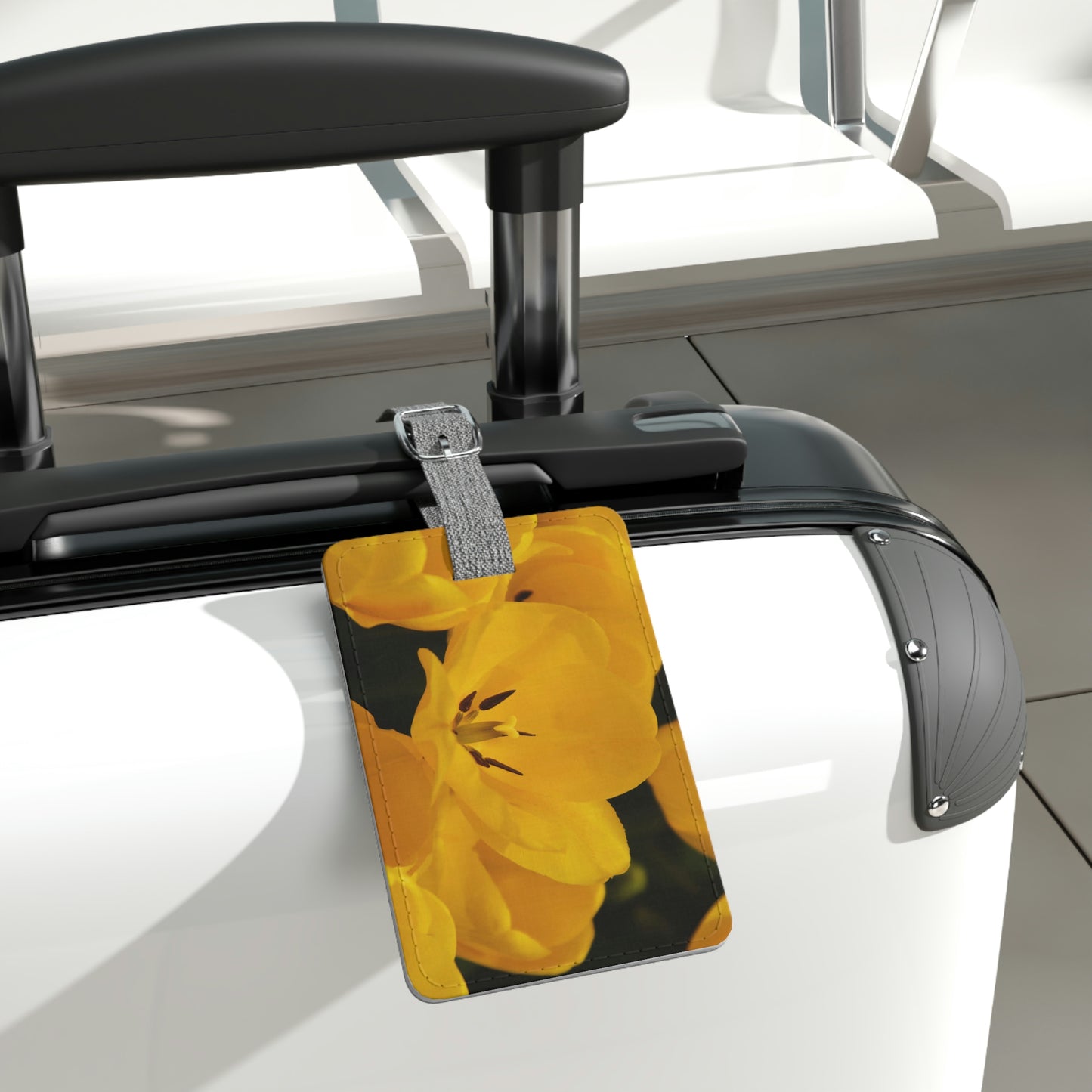 Flowers 16 Saffiano Polyester Luggage Tag, Rectangle