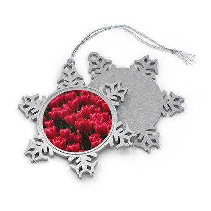 Flowers 15 Pewter Snowflake Ornament